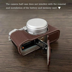 Leather Camera Half Case for Fujifilm X100VI Digital Camera with Strap (Coffee)