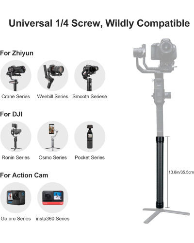 Carbon Fiber Extension Monopod Pole for DJI Ronin Gimbal Handle Grip (36cm)