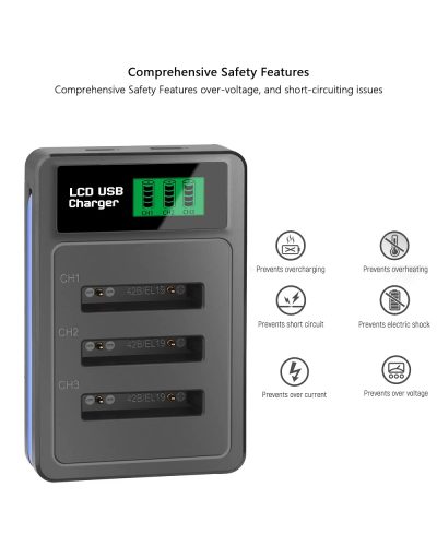 Digital Camera Battery Charger for EN-EL10 Li-40B Li-42B NP-45 NP-80 Klic-7006