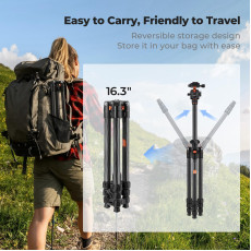 K&F Concept K254C2 Carbon Fibre Camera Tripod 162 cm Travel Tripod Arca Swiss