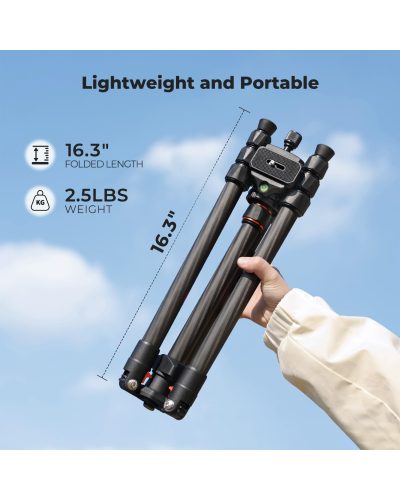 K&F Concept K254C2 Carbon Fibre Camera Tripod 162 cm Travel Tripod Arca Swiss