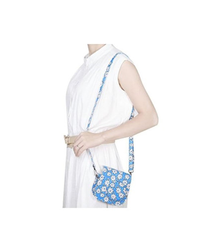 Classic Flower Fabric Camera Case Bag For FUJIFILM Instax Mini8/9/10/11/12 Instant Camera (Blue)