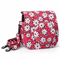 Classic Flower Fabric Camera Case Bag For FUJIFILM Instax Mini8/9/10/11/12 Instant Camera (Red)
