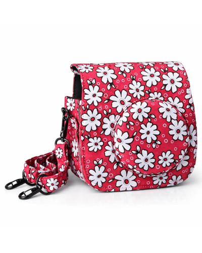 Classic Flower Fabric Camera Case Bag For FUJIFILM Instax Mini8/9/10/11/12 Instant Camera (Red) Classic Flower Fabric Camera Case Bag For FUJIFILM Instax Mini8/9/10/11/12 Instant Camera (Red)