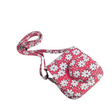 Classic Flower Fabric Camera Case Bag For FUJIFILM Instax Mini8/9/10/11/12 Instant Camera (Red)