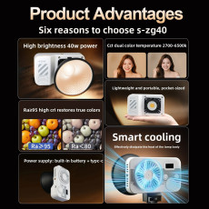 ZSYB ZG40 40W COB LED Video Light with Built-in Battery