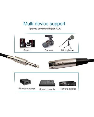 6.5mm (1/4) Mono Male to XLR Female Audio Cable Lead 1.8m Microphone