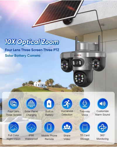 LS Vision LS-CS7-4G-10X Optical Zoom 20MP PTZ Solar Camera Outdoor