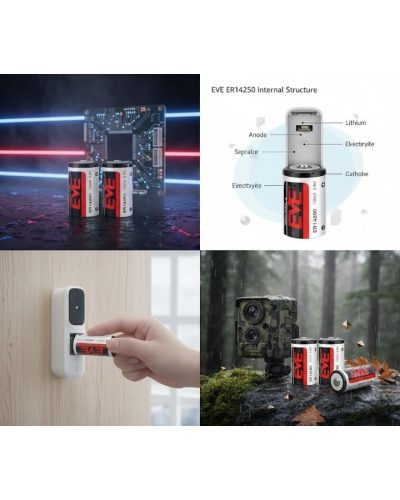 EVE ER14250 Lithium Thionyl Chloride Battery 1/2 AA Size 3.6V 1200mAh for Utility Metres and Security Systems