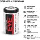 EVE ER14250 Lithium Thionyl Chloride Battery 1/2 AA Size 3.6V 1200mAh for Utility Metres and Security Systems