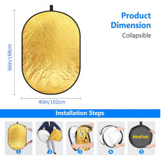 NiceFoto SR-5-Ø40x66" 5in1 Square Reflector Discs (102x168cm)
