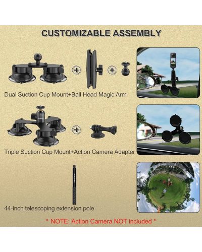 Minifocus Suction Car Mount for Insta360 X5/X4/X3/X2/Gopro/DJI/Action Camera
