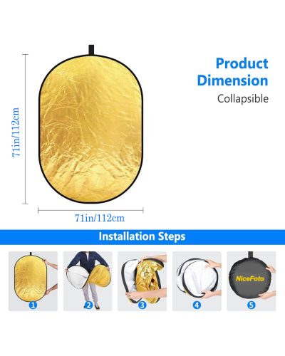 NiceFoto SR-5-Ø28x44" 5in1 Square Reflector Discs (71x112cm)