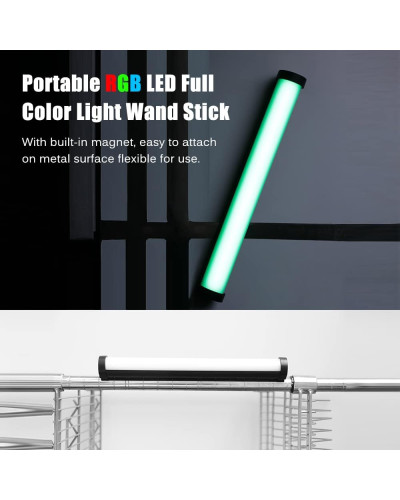 NiceFoto TC-210RGB 10W Magnetic LED Video Tube Light with Grid