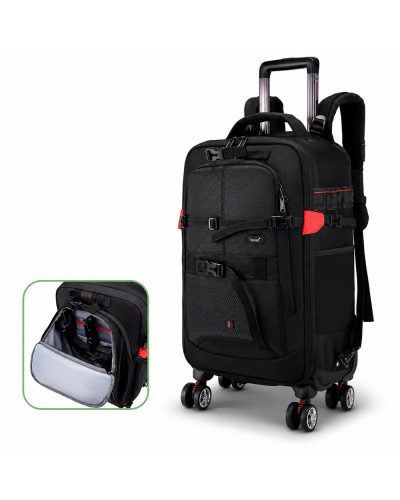 Camera Trolley Backpack with Wheels Professional DSLR Travel Bag (56×35×23cm)