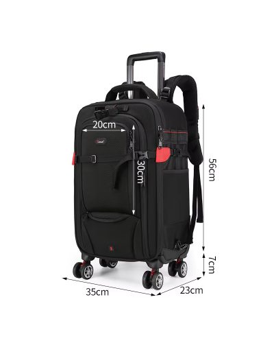 Camera Trolley Backpack with Wheels Professional DSLR Travel Bag (56×35×23cm)