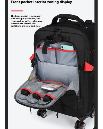 Camera Trolley Backpack with Wheels Professional DSLR Travel Bag (56×35×23cm)