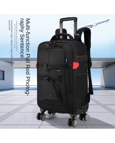 Camera Trolley Backpack with Wheels Professional DSLR Travel Bag (56×35×23cm)