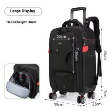 Camera Trolley Backpack with Wheels Professional DSLR Travel Bag (56×35×23cm)