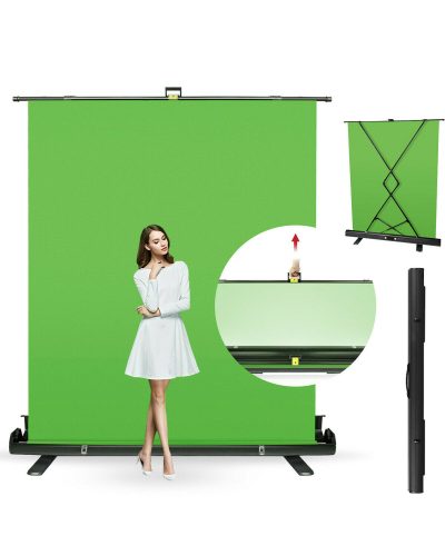 DUCAME 1.5mx2m Foldaway Background Stand With Pull up ChromaKey Green Screen Background