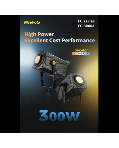 NiceFoto FC-3000A 300W Bi-Color COB LED Video Light