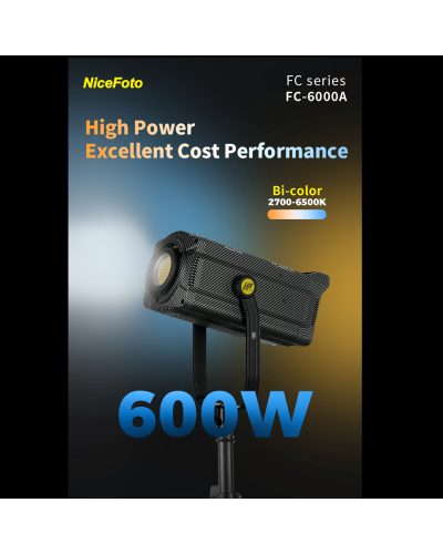 NiceFoto FC-6000A 600W Bi-Color COB LED Video Light