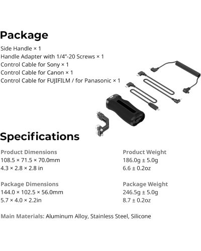 SmallRig Side Handle with Rec Trigger (1/4"-20 Screws) 4928