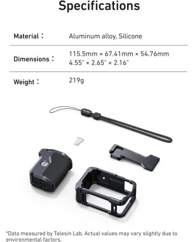 TELESIN Aluminum Street Shot Set for DJI Osmo Action 6 (Black)