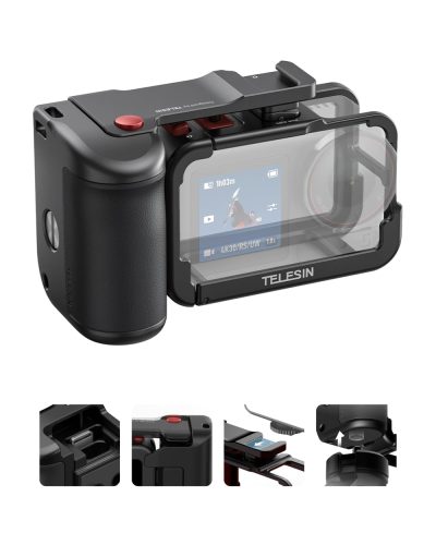 TELESIN Aluminum Street Photography Grip & Cage Kit for DJI Action 3/4/5 Pro TELESIN Aluminum Street Photography Grip & Cage Kit for DJI Action 3/4/5 Pro