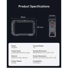 TELESIN Aluminum Alloy Protective Frame Cage for DJI Osmo Action 6