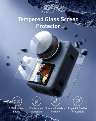 TELESIN Tempered Glass Lens & Screen Protector Set for DJI Osmo Action 6