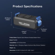 TELESIN Magnetic Quick-Release Charging Adapter Mount for DJI Osmo Nano