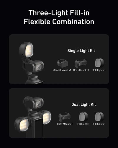 TELESIN Dual Mini Fill Light Set for DJI Osmo Pocket 3/4/ Pro TELESIN Dual Mini Fill Light Set for DJI Osmo Pocket 3/4/ Pro