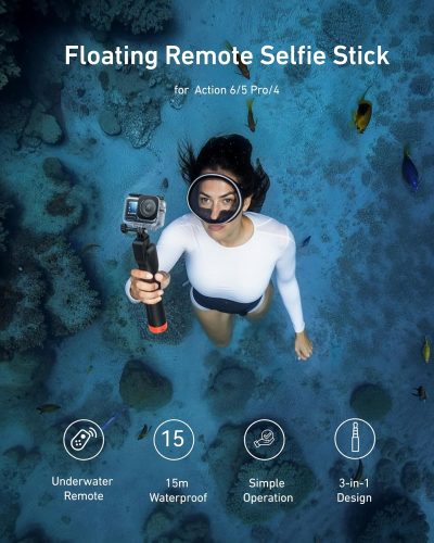 TELESIN Floating Remote Selfie Stick For Action 6/5 Pro/4