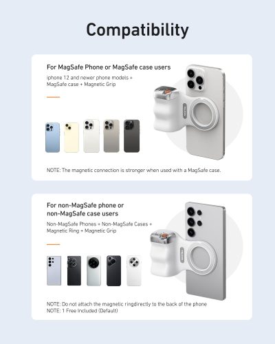 TELESIN Fun Shot Magnetic Grip 2 For Phone (White)
