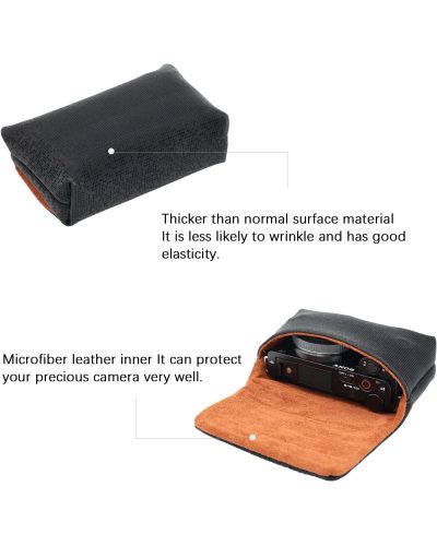 Camera Case Anti-Scratch Camera Protective Bag for RX100/ZV1/ZV-1F/ZV-1ll/G7Xlll (Black)