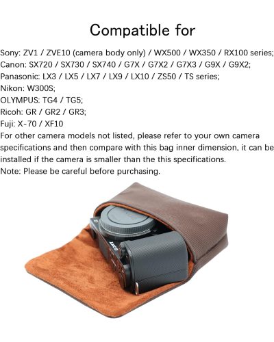 Camera Case Anti-Scratch Camera Protective Bag for RX100/ZV1/ZV-1F/ZV-1ll/G7Xlll (Brwon) Camera Case Anti-Scratch Camera Protective Bag for RX100/ZV1/ZV-1F/ZV-1ll/G7Xlll (Brwon)