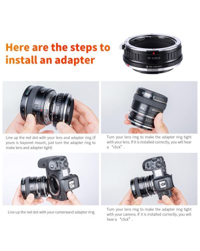 K&F Concept Lens Mount Adapter (Only Manual) for Canon EOS Lens to EOS R Camera Body 