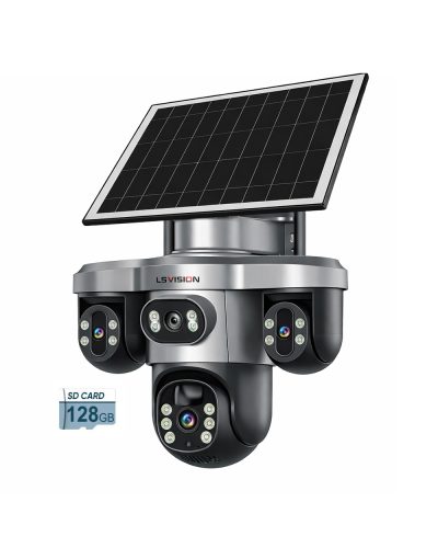 LS Vision LS-CS7-4G 15MP Three PTZ Lens Solar Camera Outdoor With 128GB Memory Card