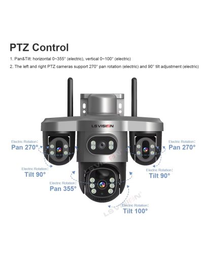 LS Vision LS-CS7-4G 15MP Three PTZ Lens Solar Camera Outdoor With 128GB Memory Card