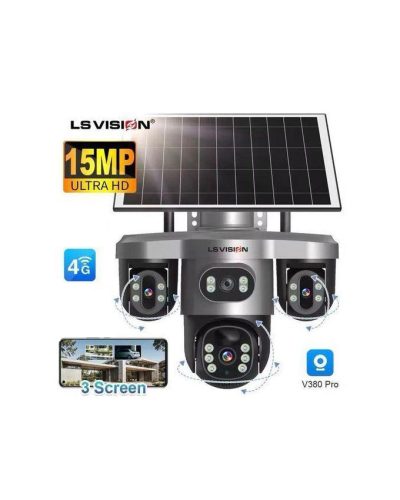 LS Vision LS-CS7-4G 15MP Three PTZ Lens Solar Camera Outdoor With 128GB Memory Card
