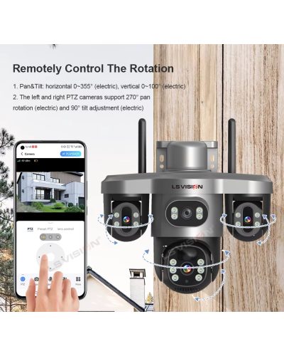 LS Vision LS-CS7-4G 15MP Three PTZ Lens Solar Camera Outdoor With 128GB Memory Card