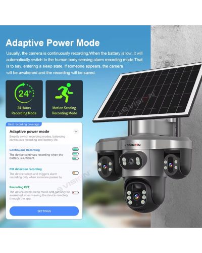 LS Vision LS-CS7-4G 15MP Three PTZ Lens Solar Camera Outdoor With 128GB Memory Card