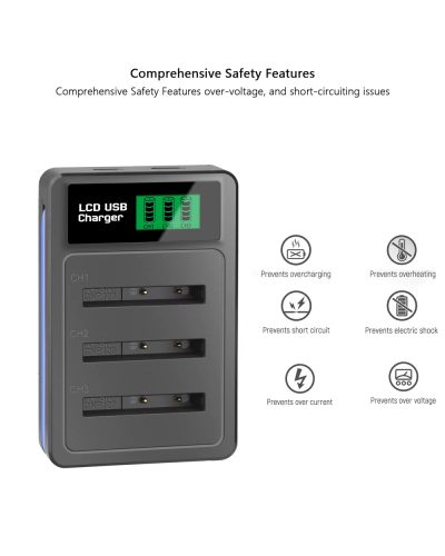 NP-BN1 1400mAh Li-ion Battery with 3 Slot USB LCD Charger