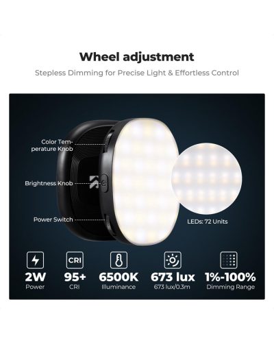 K&F Concept 360° Magnetic Phone Fill Light Black