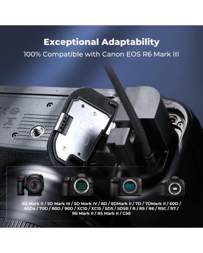 K&F Concept Dummy Battery for Canon LP-E6P D-Tap Camera Power Adapter