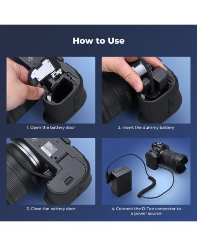 K&F Concept Dummy Battery for Canon LP-E6P D-Tap Camera Power Adapter
