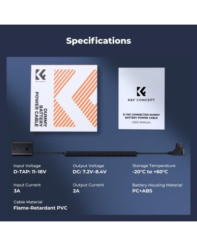 K&F Concept Dummy Battery for D-Tap to NP-FZ100 Dummy Battery Power Cable