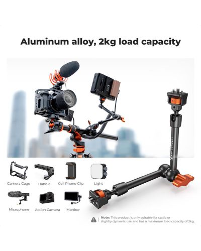 K&F Concept 11-Inch Magic Arm with 1/4-Inch Screw & 360° Ball Heads for Monitor LED Light & Camera Rig