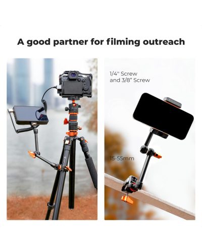 K&F Concept 11-Inch Magic Arm with 1/4-Inch Screw & 360° Ball Heads for Monitor LED Light & Camera Rig
